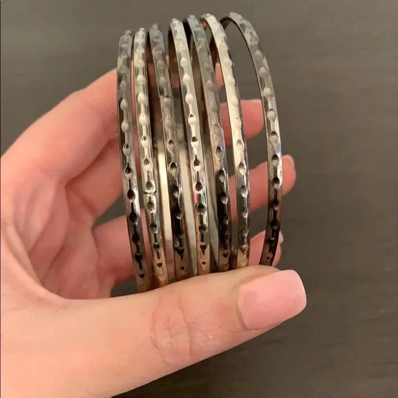 Silvery and cobalt bangle set - Picture 2 of 4